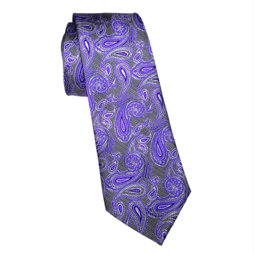 PRONTO UOMO Platinum Purple Paisley Tie